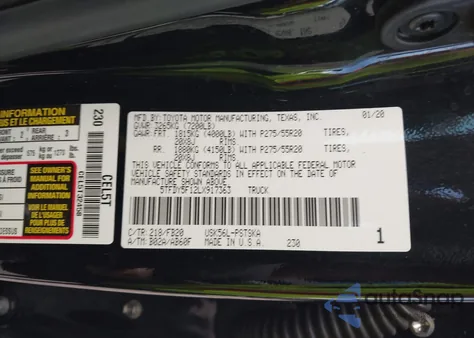 2020 Toyota Tundra Sr5 from USA, damaged, VIN 5TFDY5F12LX917363